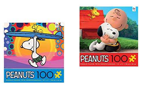 Peanuts 100 Piece Puzzle Set Snoopy Surf City and Charlie Brown and Snoopy Best Friends  Two 100 Piece Jigsaw Puzzles for Kids
