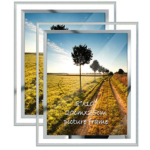 PETAFLOP 8x10 Picture Frame Glass Frames for 8 by 10 Pictures Tabletop Display Vertically or Horizontally Set of 2