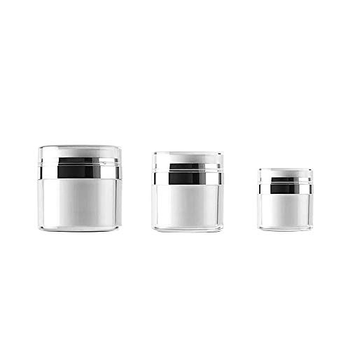 EOPER Airless Pump Jars 153050ML 3 Pieces Empty Refillable Cosmetic Air Pump Jars Bottles Airless Lotion Cream Sample Containers Makeup Vials Accessories LeakProof DIY Travel White