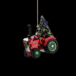 Kurt Adler 4 Inch Noble Gems Collection Tractor Glass Ornament