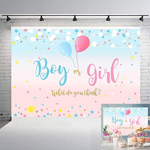 Mocsicka Boy or Girl Gender Reveal Backdrop Blue or Pink Golden Dots Balloon Party Decoration Banner Pregnancy Reveal Party Baby Shower Cake Table Photo Booth Props Mocsicka Boy or Girl Gender Reveal Backdrop Blue or Pink Golden Dots Balloon Party Decoration Banner Pregnancy Reveal Party Baby Shower Cake Table Photo Booth Props