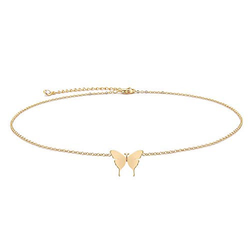 VACRONA Dainty Butterfly Choker Necklace for Women 18K Gold Plated Cute Chokers Necklace Layered Simple Choker Link Chain Gold Butterfly Jewelry Gift for Her VACRONA Dainty Butterfly Choker Necklace for Women 18K Gold Plated Cute Chokers Necklace Layered Simple Choker Link Chain Gold Butterfly Jewelry Gift for Her