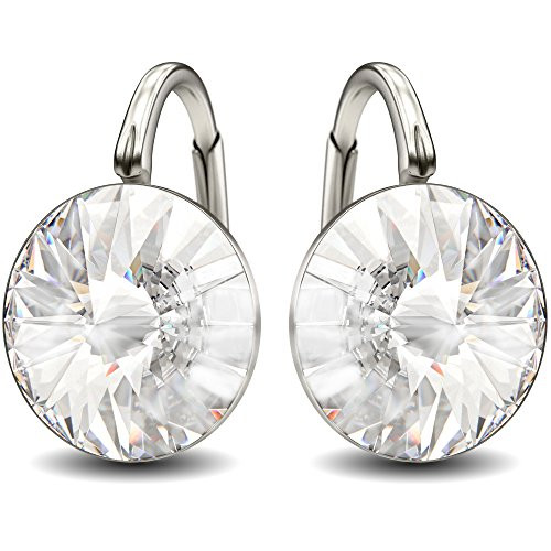 Sterling Silver Made with Swarovski Crystals Clear Round Leverback Earrings 070 Sterling Silver Made with Swarovski Crystals Clear Round Leverback Earrings 070