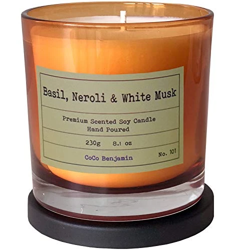 Soy Candle Highly Scented Hand Poured 81 oz Basil Neroli  White Musk