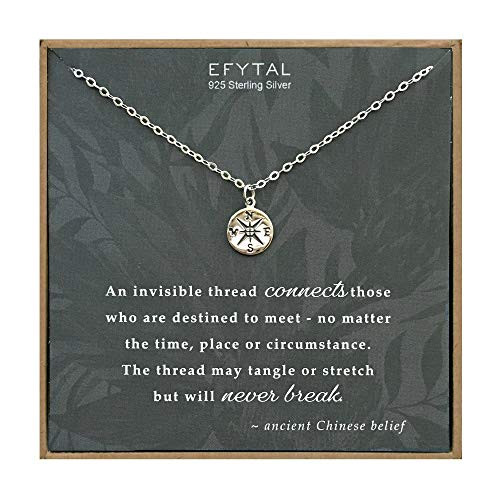 EFYTAL Best Friend Gifts 925 Sterling Silver Compass Necklace for Bridesmaids Friendship Gift for Bridesmaid Gifts for Girlfriend or Wife EFYTAL Best Friend Gifts 925 Sterling Silver Compass Necklace for Bridesmaids Friendship Gift for Bridesmaid Gifts for Girlfriend or Wife