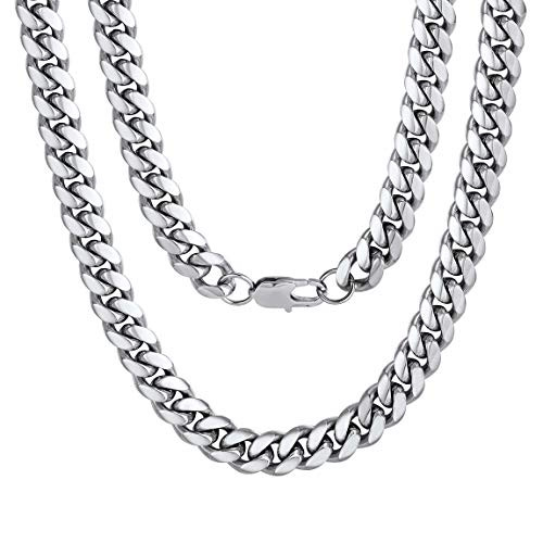 Mens Stainless Steel Cuban Link Chain Necklace 10MM 18inch Hip Hop Jewelry