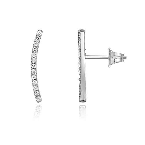 PAVOI 14K Gold Plated Ear Crawler  Cuff Earrings Hypoallergenic Sterling Silver Stud Ear Climber Jackets  White