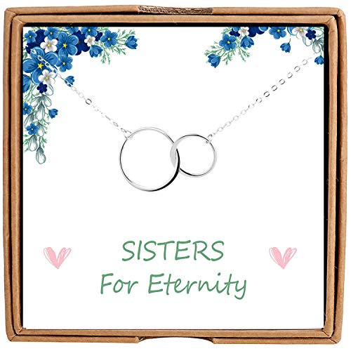 MADAOGO Sister Neckalce 2 Interlocking Infinity Circles Gifts for Friend BFF Necklace