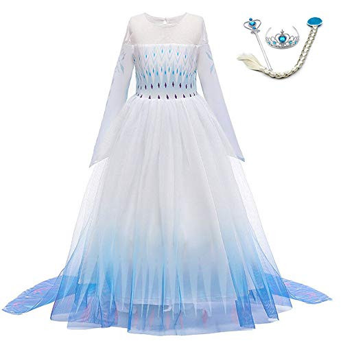 Little Girls Elsa Dress Ice Snow Queen Costume Fancy Princess Party Cosplay Role Play Dress Pant Outfit with Accessories