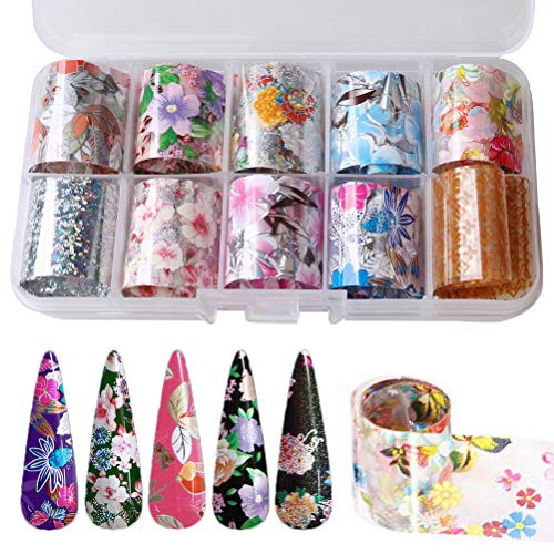SUMAJU 10 Sheets Nail Art Stickers Manicure Tips Wraps Halloween Nail Foil Transfer Stickers Foil Transfers Nail Decals for DIY Nail Art Decoration SUMAJU 10 Sheets Nail Art Stickers Manicure Tips Wraps Halloween Nail Foil Transfer Stickers Foil Transfers Nail Decals for DIY Nail Art Decoration