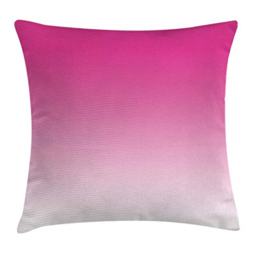 Ambesonne Ombre Throw Pillow Cushion Cover, Hot Pink Candy and Cream Inspired Ombre Digital Design Art Print Modern Room Decorations, Decorative Square Accent Pillow Case, 16 X 16 Inches, Pink