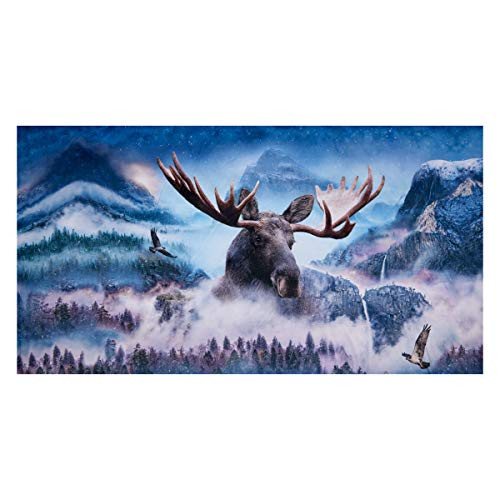 Shannon Fabrics Shannon Hoffman Digital Minky Cuddle 36 Panel Moose Waterfall Fabric