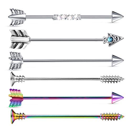 Mayhoop 14G Stainless Steel Industrial Barbell Earring Cartilage Body Piercing Jewelry 38mm 112 Inch Industrial Piercing Bar