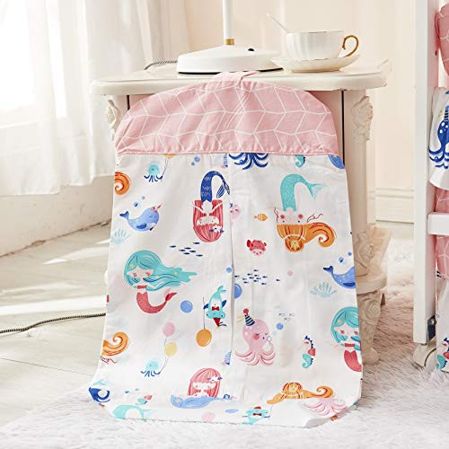 Brandream Baby Girl Diaper Stacker Pink Mermaid Crib Nursery Hanging Diaper Stacker with Cute Ocean Animal 100 Cotton