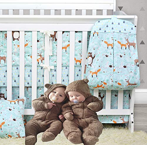 Brandream Baby Crib Nursery Diaper Stacker Woodland Animal Hanging Diaper Stacker with Bear Deer Fox Print 100 Cotton