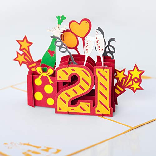 Happy birthday pop up card 3D Popup Greeting Cards Happy Birthday Number Age 21st pop up card