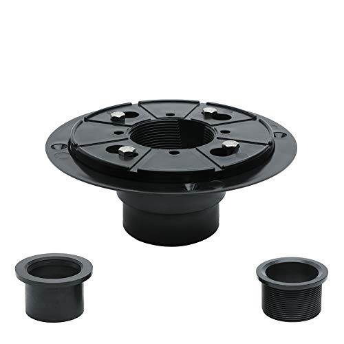 HARPOON Shower Drain Base with Adjustable Ring  Rubber Coupler for Square and Linear Shower Drain Installation 2 Inch ABS Flange
