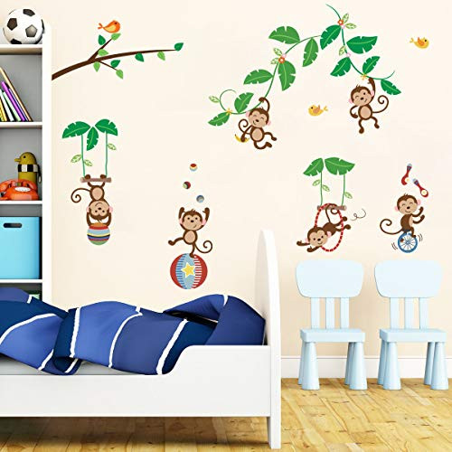 decalmile Monkey and Tree Wall Decals Animal Circus Kids Wall Stickers Baby Nursery Childrens Bedroom Wall Decor decalmile Monkey and Tree Wall Decals Animal Circus Kids Wall Stickers Baby Nursery Childrens Bedroom Wall Decor