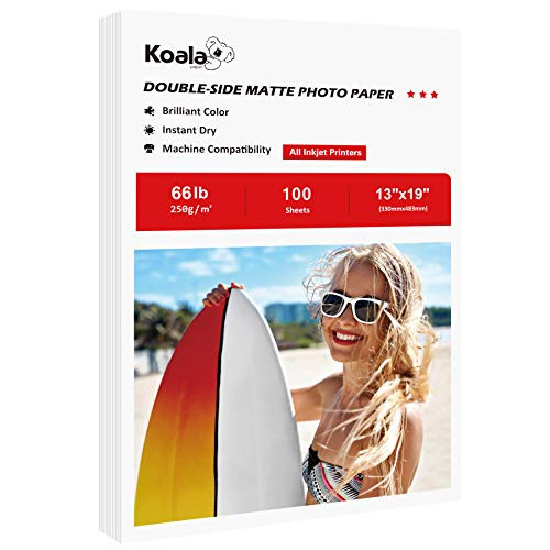 Koala Photo Paper 13x19 Inches Heavyweight Double Side Matte 100 Sheets 250gsm Compatible with Inkjet Printer