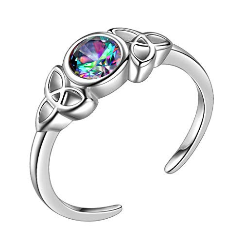 Aurora Tears Mystic Rainbow Topaz Celtic Knot Rings Adjustable 925 Sterling Silver Fire Topaz Love Knot Bands Ring Crystal Cubic Zirconia Jewelry DR0082T