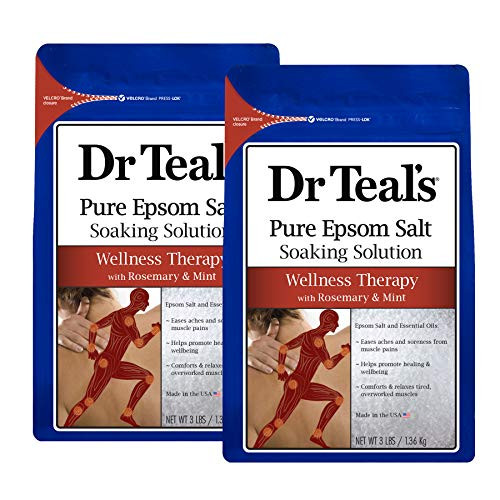 Dr Teals Epsom Salt Soaking Solution Therapy  Relief with Rosemary and Mint 48 Ounce Pack of 2