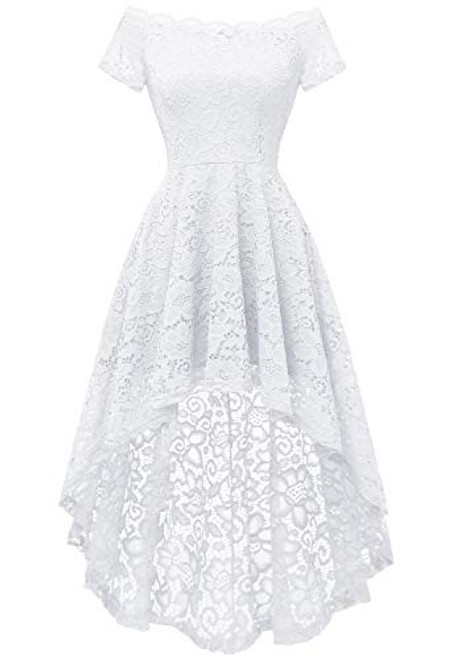Dressystar Womens Lace Cocktail Dress HiLo Off Shoulder Bridesmaid Swing Formal Party Dress 0042 White M Dressystar Womens Lace Cocktail Dress HiLo Off Shoulder Bridesmaid Swing Formal Party Dress 0042 White M