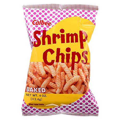 Calbee Snapea Chips  Baked  Shrimp Flavored  4 oz  case of 12  Wheat Puffed Snacks