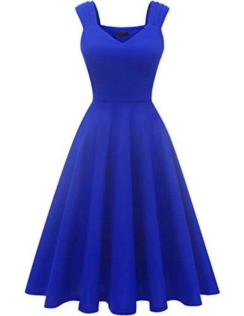 DRESSTELLS Womens Prom Vintage Tea Dress VNeck Bridesmaid Party Swing Cocktail Dress RoyalBlue XL