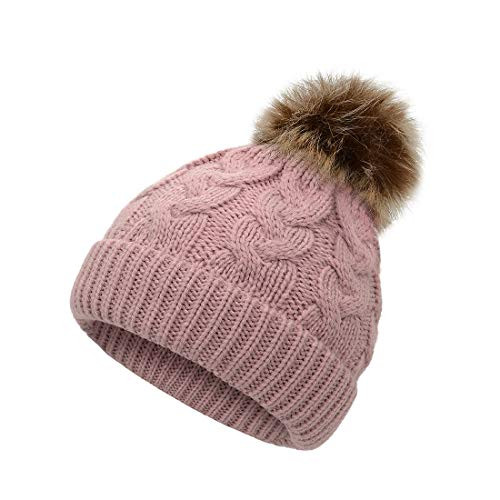 Durio Baby Girl Hats Knit Baby Winter Hat Cute Baby Beanies for Girls Boys Thick Warm Toddler Hat B Pink One Size