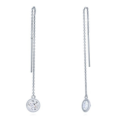 BERRICLE Rhodium Plated Sterling Silver Cubic Zirconia CZ Fashion Threader Earrings BERRICLE Rhodium Plated Sterling Silver Cubic Zirconia CZ Fashion Threader Earrings