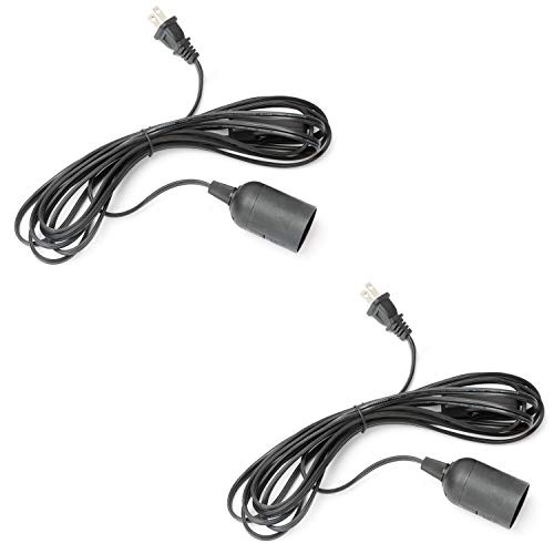 2 Set E26 E27 Socket Hanging Lantern Extension Cord 12Ft OnOff Switch Pendant Lighting Lamp Cord Cable No Bulb IncludedBlack UL Listed Cords