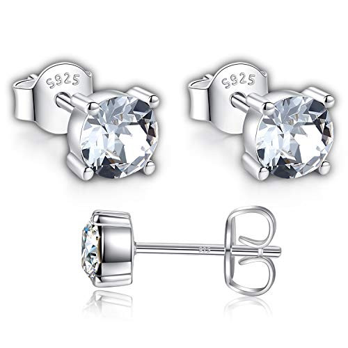 Swarovski Stud Earrings for Women 925 Sterling Silver Crystal Earrings Birthstone Earrings Studs for Girls Clear Crystal From Swarovski By GoSparkling AllergyFree Passed SGS Inspection Swarovski Stud Earrings for Women 925 Sterling Silver Crystal Earrings Birthstone Earrings Studs for Girls Clear Crystal From Swarovski By GoSparkling AllergyFree Passed SGS Inspection