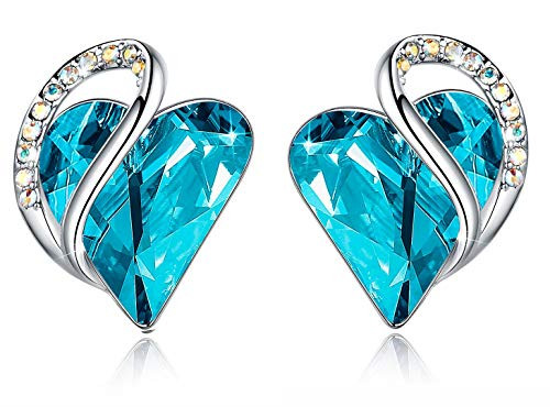 Leafael Infinity Love Silvertone with Turquoise Aqua Blue Crystal March December Birthstone Womens Gifts Heart Earrings Leafael Infinity Love Silvertone with Turquoise Aqua Blue Crystal March December Birthstone Womens Gifts Heart Earrings