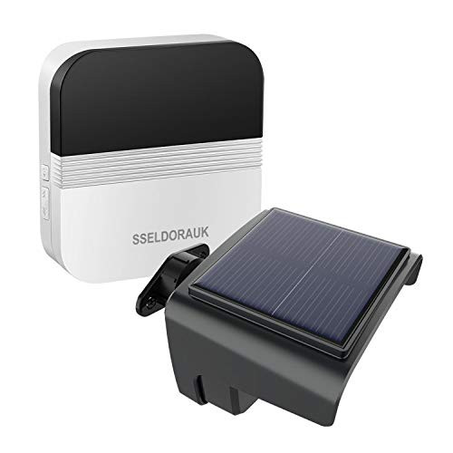 S SELDORAUK Solar Wireless Driveway Alarm System  Outdoor Weatherproof Motion Monitor and Motion Sensor  500 Feet Security Driveway Alert with 1 Receiver and 1 Motion Detector