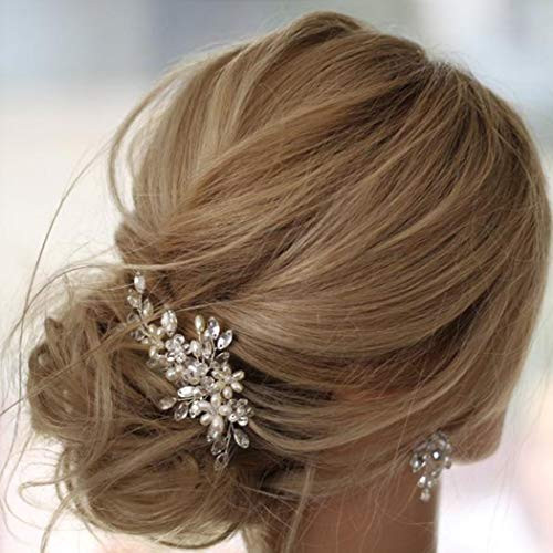 Earent Bride Wedding Crystal Hair Pins Silver Rhinestone Bridal Hair Pieces Pearl Hair Accessories for Women and Girls Earent Bride Wedding Crystal Hair Pins Silver Rhinestone Bridal Hair Pieces Pearl Hair Accessories for Women and Girls