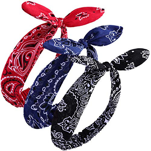 Elcoho 3 Pieces Rabbit Ear Bow Headband Paisley Knot Elastic Headbands Bandana Knot Hair Band Turban Headwraps for Women and Girl Elcoho 3 Pieces Rabbit Ear Bow Headband Paisley Knot Elastic Headbands Bandana Knot Hair Band Turban Headwraps for Women and Girl