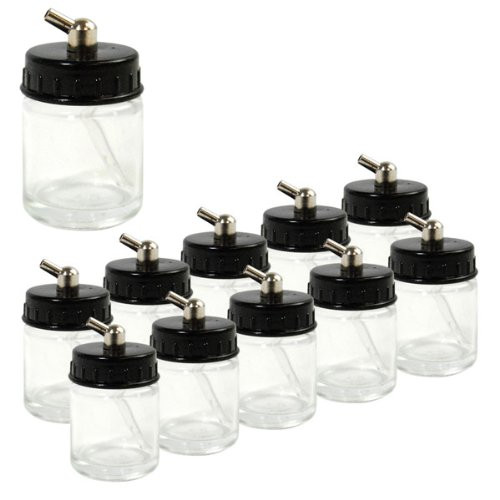 Master Airbrush Brand Box of 10-each TB-003 Empty 3/4-Ounce, (22cc) Glass Bottle Air Brush Depot Airbrushing Accessories, Works with Master, Badger, Paasche Airbrushes