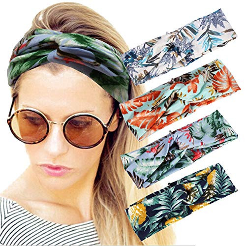 4 Pack Women Headband Boho Floal Style Criss Cross Head Wrap Hair Band set6 4 Pack Women Headband Boho Floal Style Criss Cross Head Wrap Hair Band set6