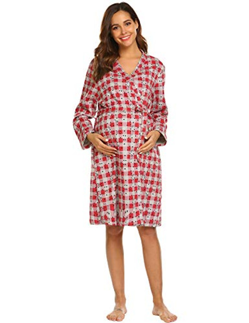 Ekouaer Maternity Robe Labor Delivery Hospital Gown Nursing Nightgowns Bathrobe Red Ekouaer Maternity Robe Labor Delivery Hospital Gown Nursing Nightgowns Bathrobe Red