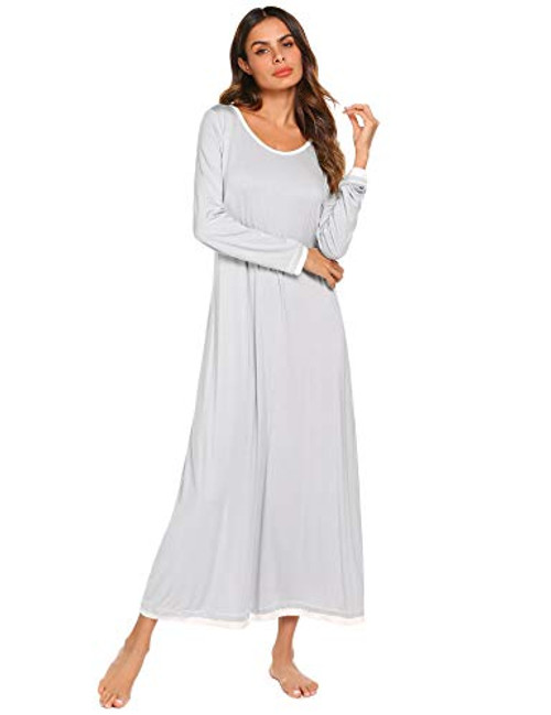 Ekouaer Sleepwear Womens Nightshirt Casual Loungewear Long Sleeve Long NightgownLight GreyMedium Ekouaer Sleepwear Womens Nightshirt Casual Loungewear Long Sleeve Long NightgownLight GreyMedium