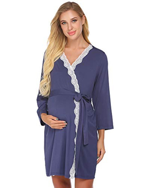 Ekouaer Maternity Nursing Robes for HospitalPregnancy Delivery and Postpartum Labor Robe Nightgowns for Breastfeeding