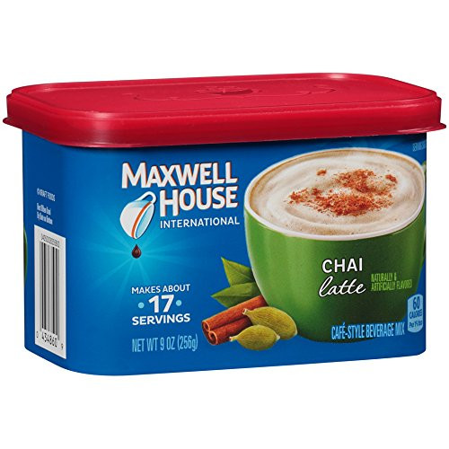 Maxwell House International Cafe Flavored Instant Coffee, Chai Latte, 9 Ounce Canister (Pack of 4)