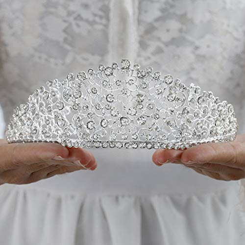 Eollan Baroque Bridal Sliver Crown and Tiara Crystal Wedding Crowns Queen Pageant Tiaras Banquet Prom Hair Accessories Bride Headpieces for Women and Girls