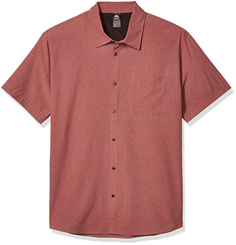 Quiksilver Waterman Mens TECH Shirt Short Sleeve Woven Pomegranate Heather S