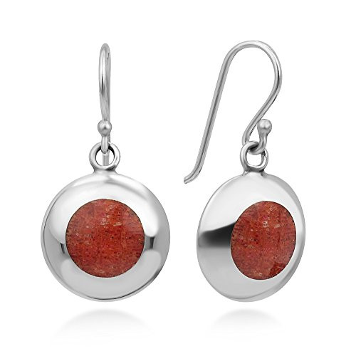 925 Sterling Silver Natural Red Sea Bamboo Color Circle Inlay Round Dangle Hook Earrings 1 925 Sterling Silver Natural Red Sea Bamboo Color Circle Inlay Round Dangle Hook Earrings 1