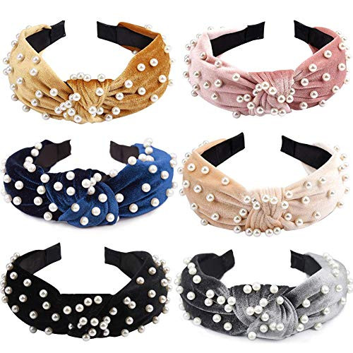 EVELTEK Fashion Velvet Headbands 6 Pack Vintage Hairbands Wide hairband Pearl Knot Turban Headband with elegant faux pearls Hair Hoops Fashionable Hair Accessories for Girls Women 6 colors EVELTEK Fashion Velvet Headbands 6 Pack Vintage Hairbands Wide hairband Pearl Knot Turban Headband with elegant faux pearls Hair Hoops Fashionable Hair Accessories for Girls Women 6 colors