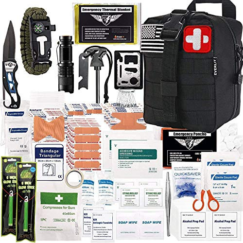 EVERLIT 250 Pieces Survival First Aid Kit IFAK Molle System Compatible Outdoor Gear Emergency Kits Trauma Bag for Camping Boat Hunting EVERLIT 250 Pieces Survival First Aid Kit IFAK Molle System Compatible Outdoor Gear Emergency Kits Trauma Bag for Camping Boat Hunting