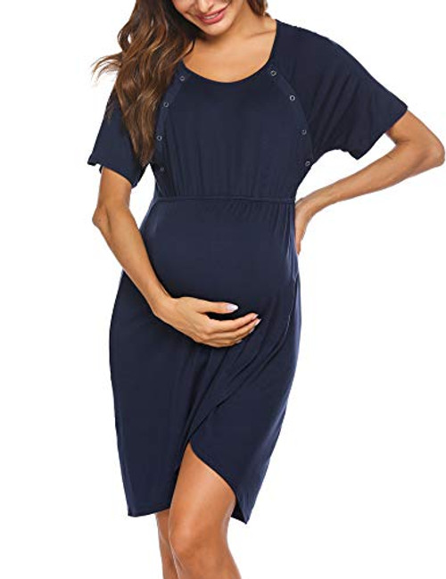 Ekouaer Breastfeeding Dress Maternity Nightgown Pregnant Nursing Nightdress Navy Large Ekouaer Breastfeeding Dress Maternity Nightgown Pregnant Nursing Nightdress Navy Large