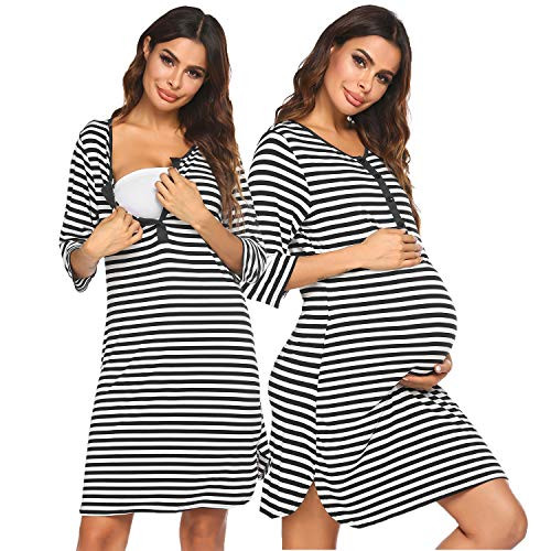 Ekouaer Maternity Nightgown 3 in 1 Labor Gown Delivery Nursing Dress Hospital Breastfeeding Sleepwear Nightshirt Ekouaer Maternity Nightgown 3 in 1 Labor Gown Delivery Nursing Dress Hospital Breastfeeding Sleepwear Nightshirt