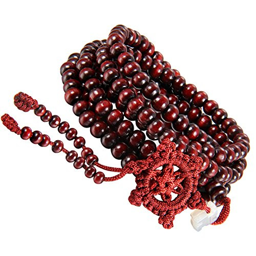 Flongo Mens Womens Red Sandal Wood Prayer Mala Beads Chinese Knot Elastic Bracelet Link Wrist Necklace ChainChristmasNew Year Flongo Mens Womens Red Sandal Wood Prayer Mala Beads Chinese Knot Elastic Bracelet Link Wrist Necklace ChainChristmasNew Year